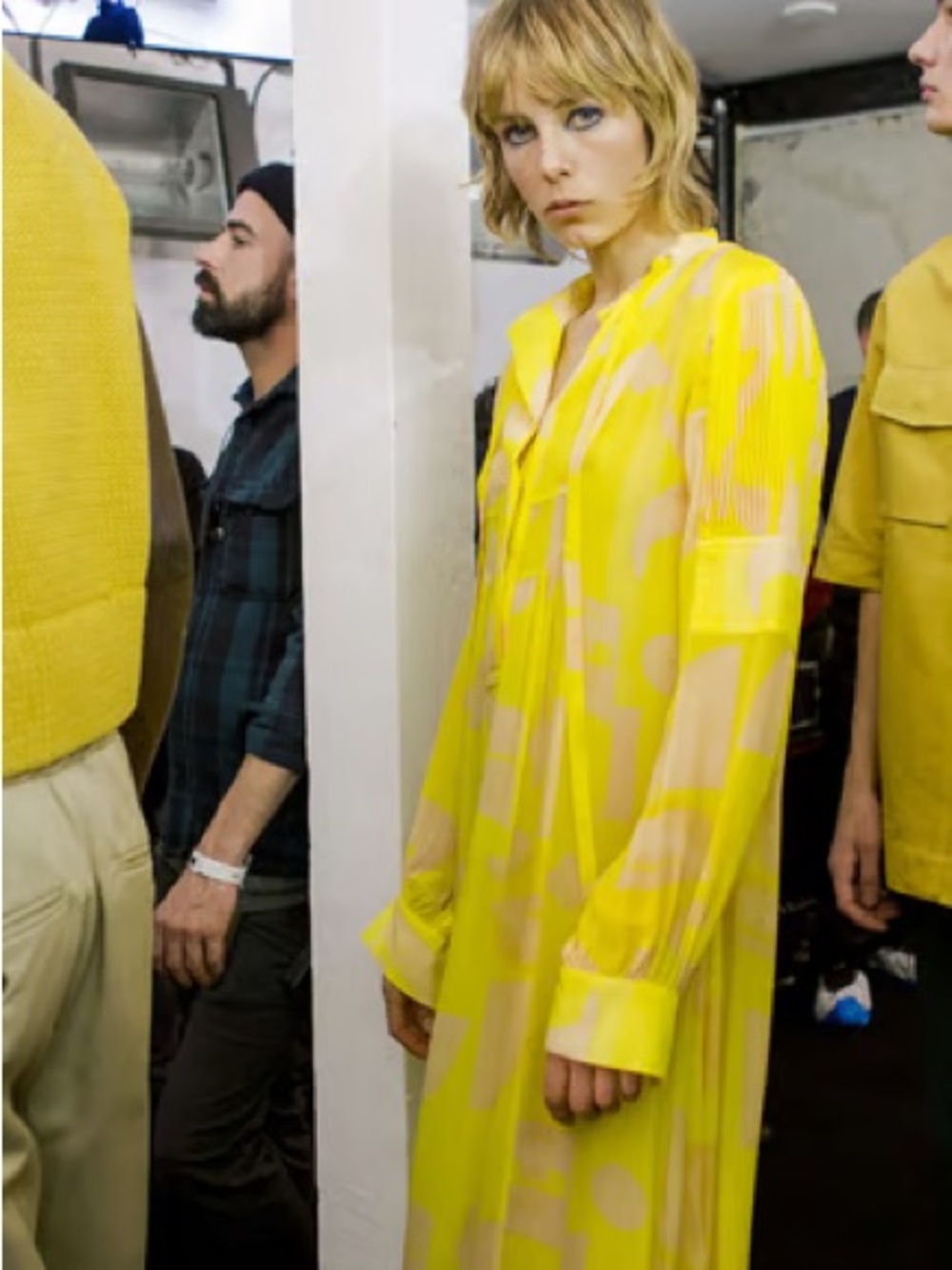 H&M Studio Yellow and Peach Abstract Blouse
